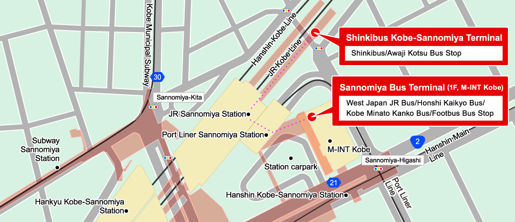 Sannomiya Station Bus Terminal Area Map